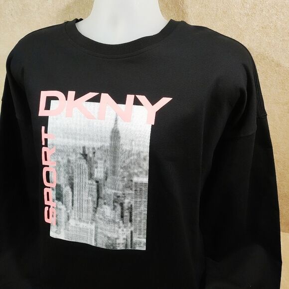 DKNY Sport Womens Long Sleeve Black Sweatshirt #C - Picture 2 of 5